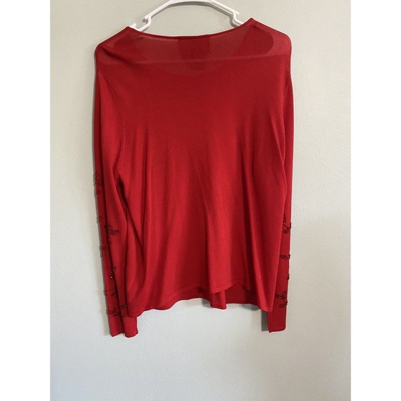 Vintage Rochelle California Red Sparkly Beaded Sweater Size Large Christmas - Picture 6 of 6
